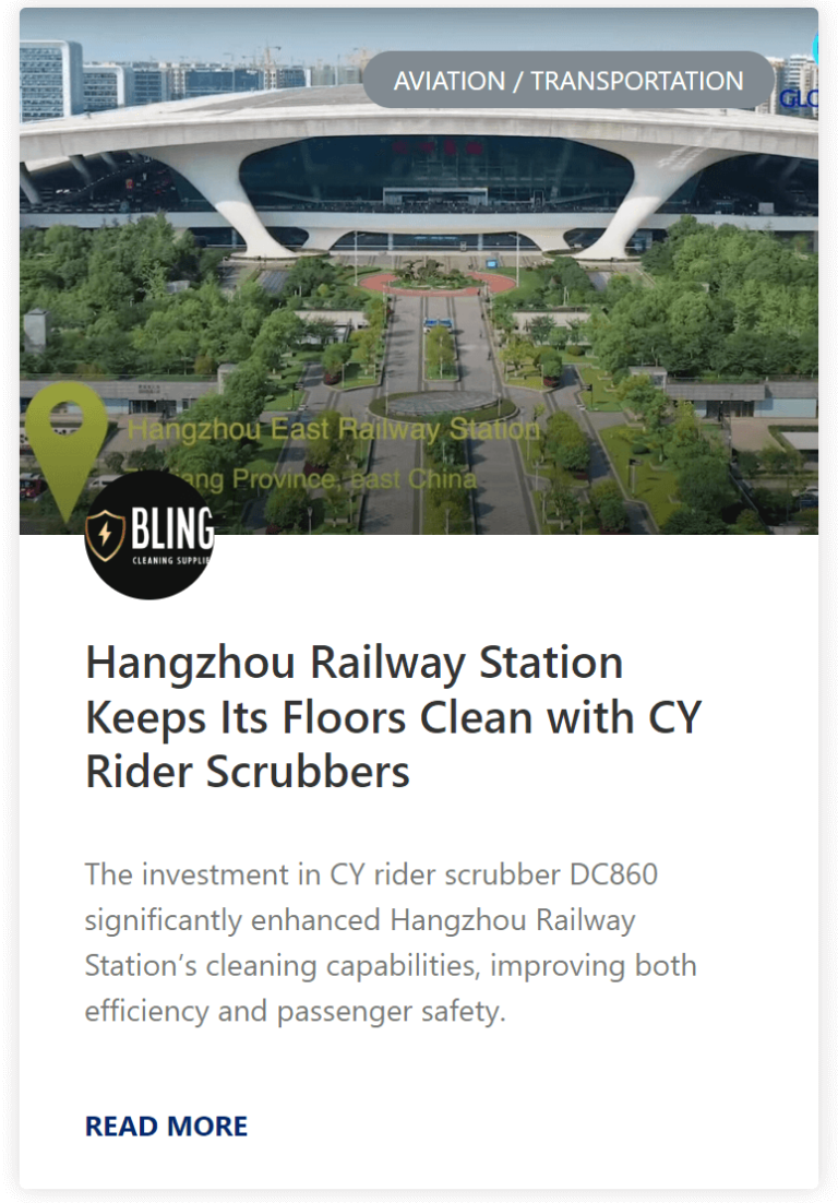 Hangzhou Railway Station Keeps Its Floors Clean with CY Rider Scrubbers