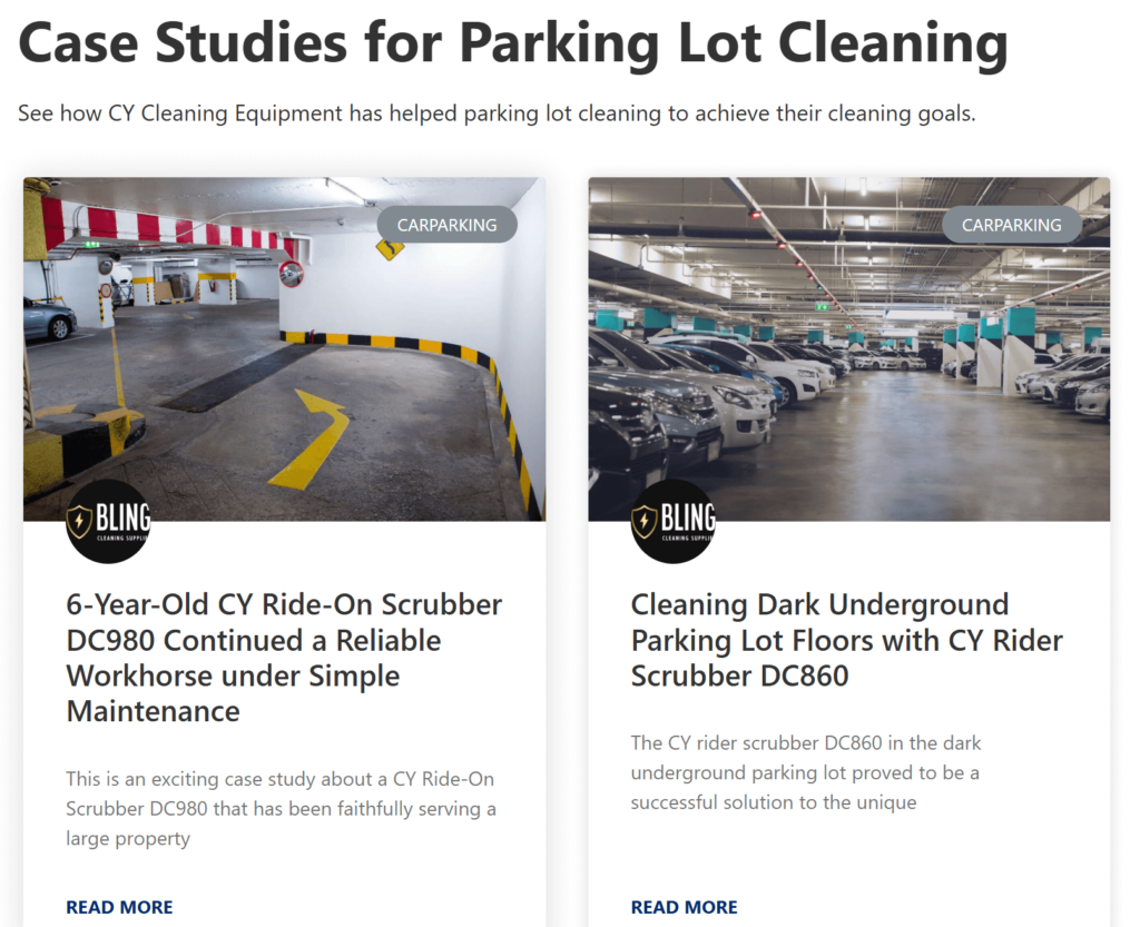 Case Studies for Parking Lot Cleaning