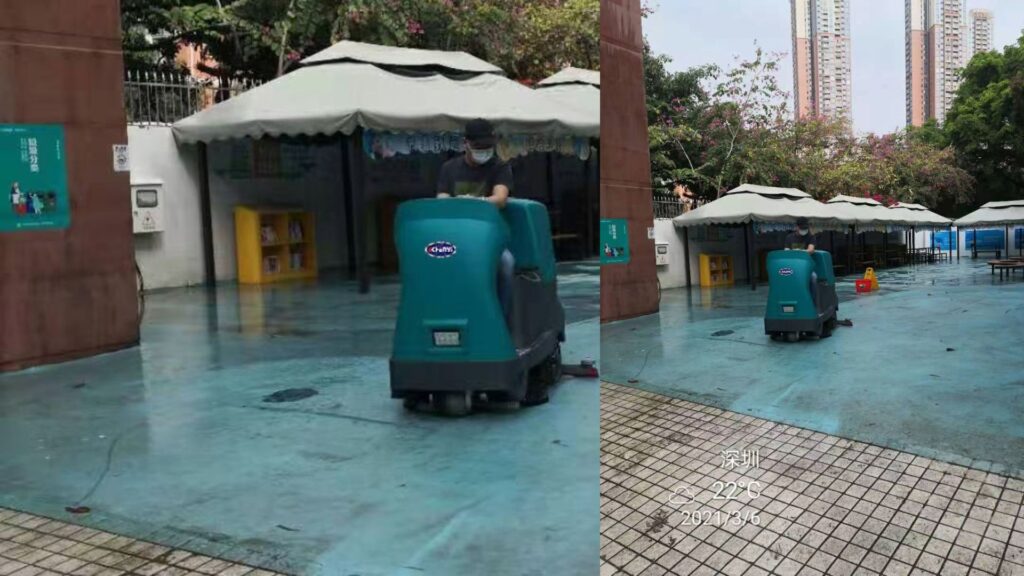 Shenzhen Bao'an Foreign Language School Chose CY Ride-On Scrubber DC980 for Floor Cleaning